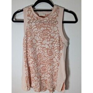 MEADOW & RUE Anthropologie Sz XS Floral Knit Tank Top Peach Pink Sleeveless EUC